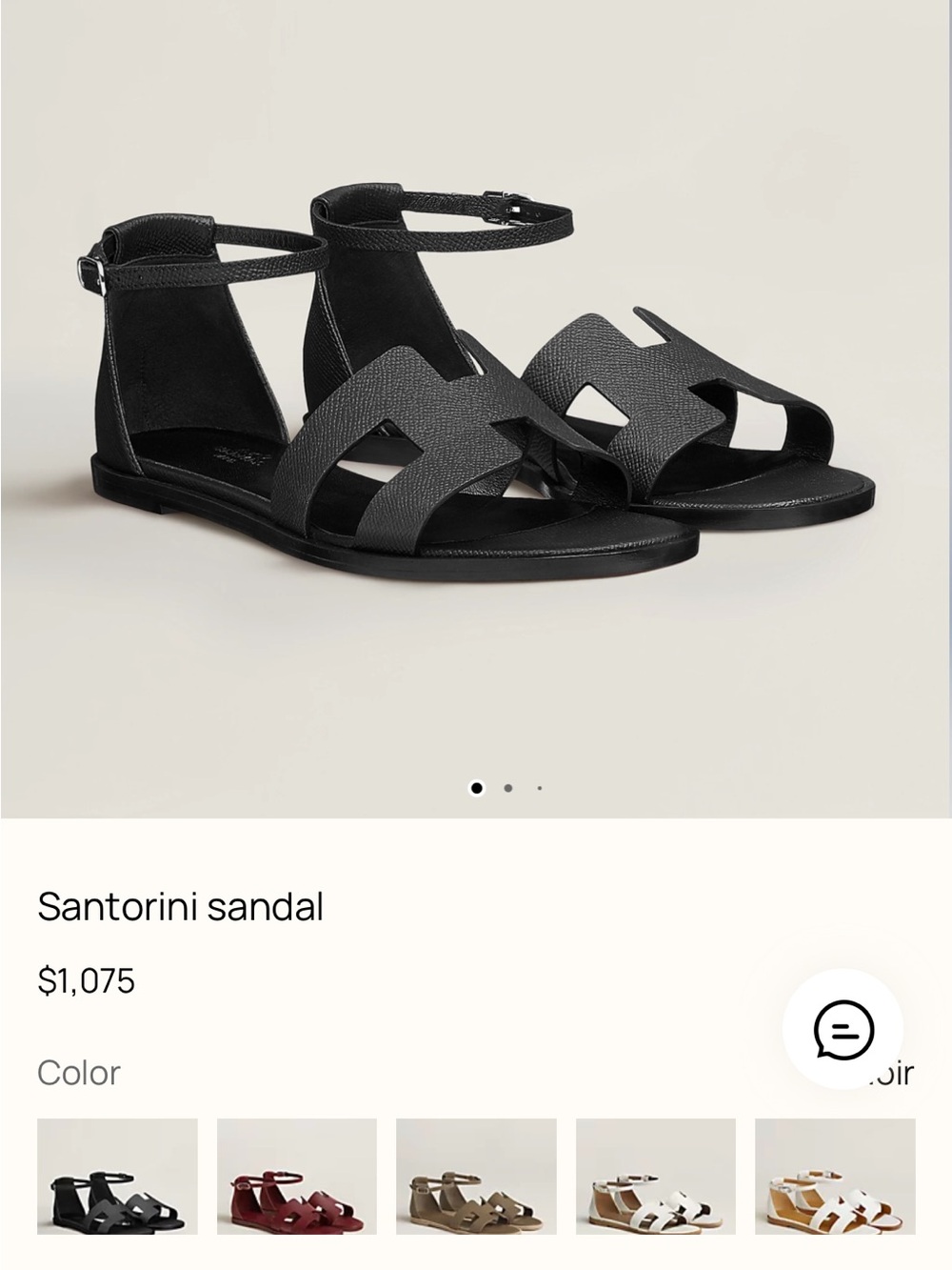 Hermes Santorini Ankle-Strap Sandal in Black